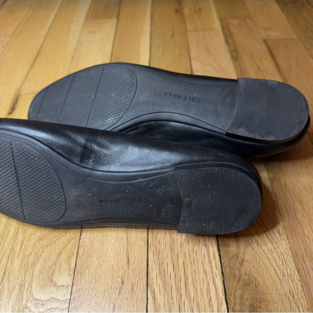 Cole Haan Black Leather Bow Ballet Flats Size 10 - Picture 7 of 7